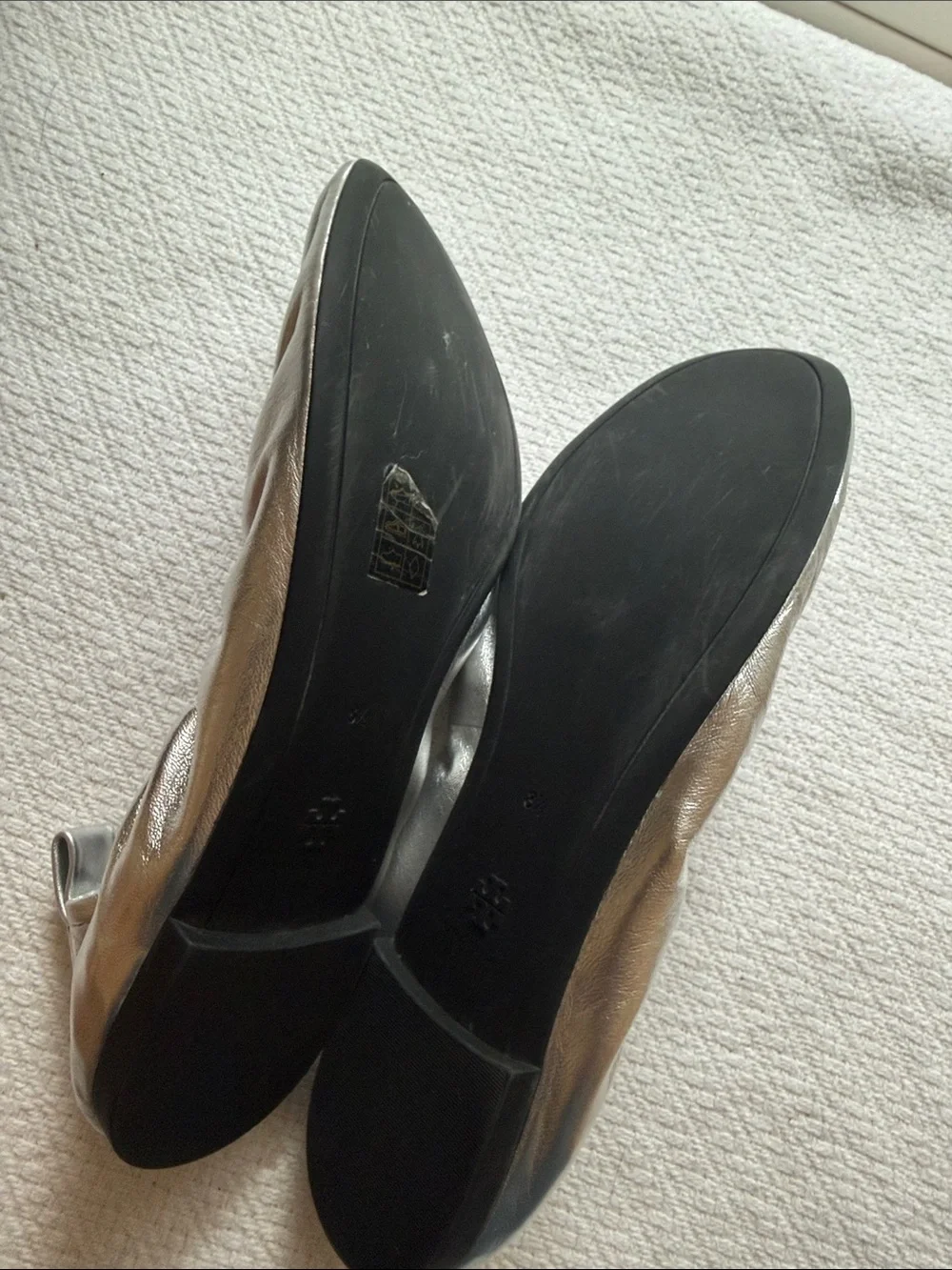 Tory Burch Metallic Silver  Ballet Flats